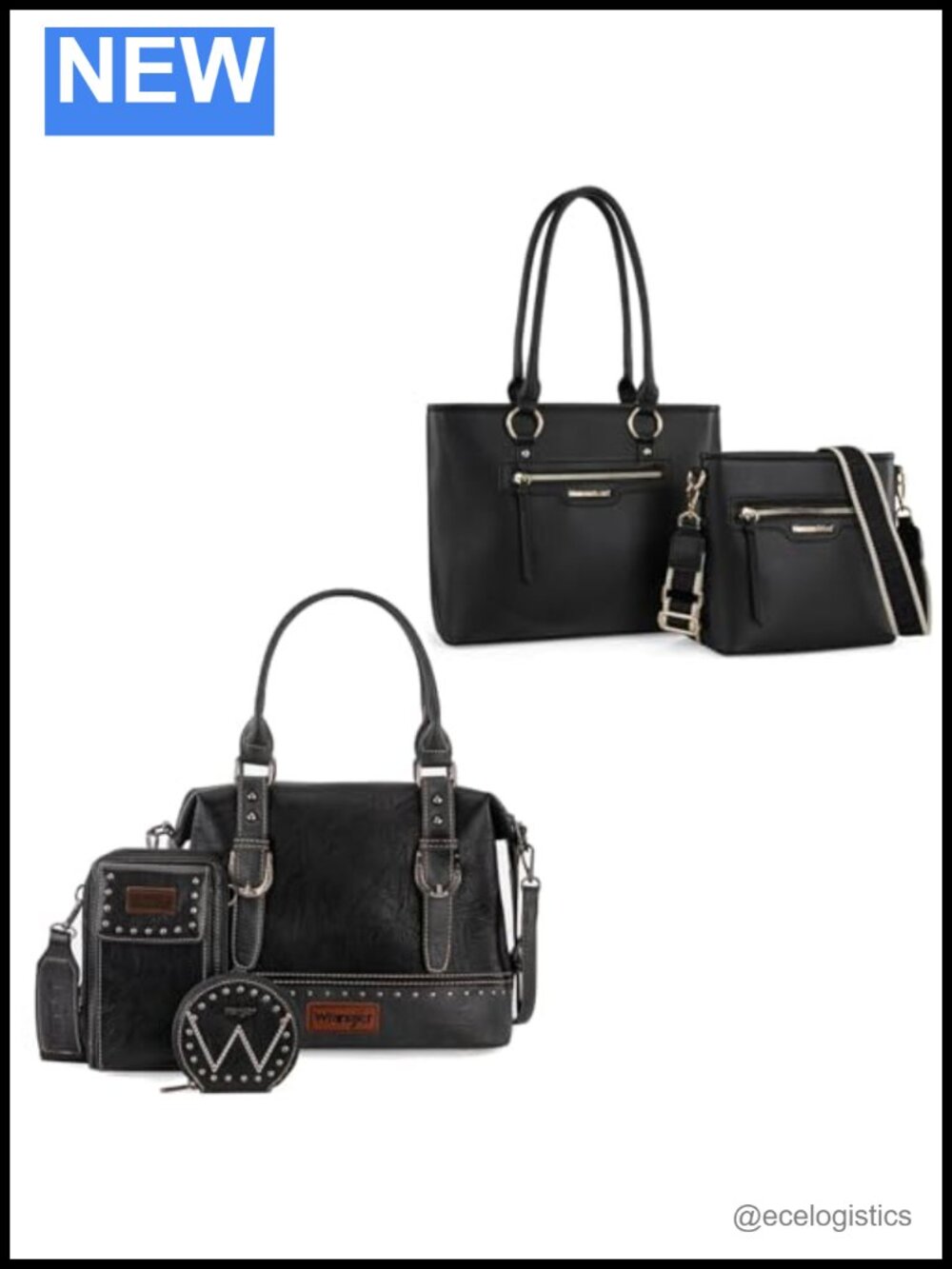 Vegan Leather Tote and Crossbody Bag Set with Detachable Strap Satchel